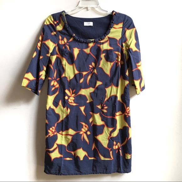 LOFT Dresses & Skirts - Ann Taylor Loft Navy Lime Print Dress
